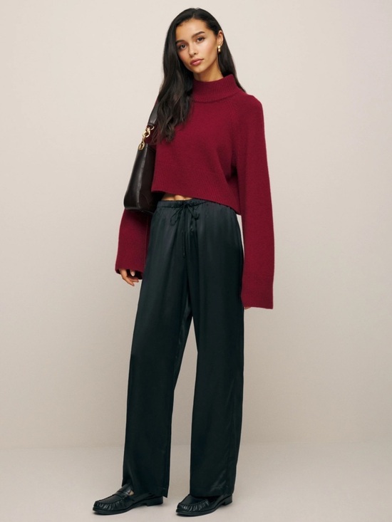 Reformation Pants - Reformation Olina Wide Leg Silk Pants Black Dressy Size Small Women’s
